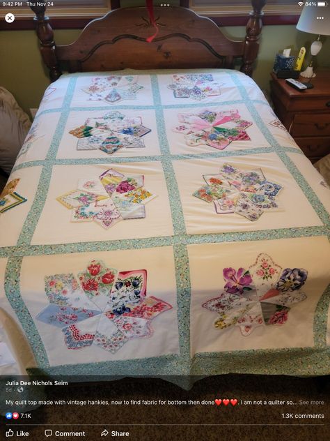 Vintage Handkerchiefs Crafts, Handkerchief Crafts, Vintage Quilts Patterns, Butterfly Quilt, Scrappy Quilt Patterns, Keepsake Quilting, Quilt Sewing Patterns, Applique Quilt Patterns, Amish Quilts