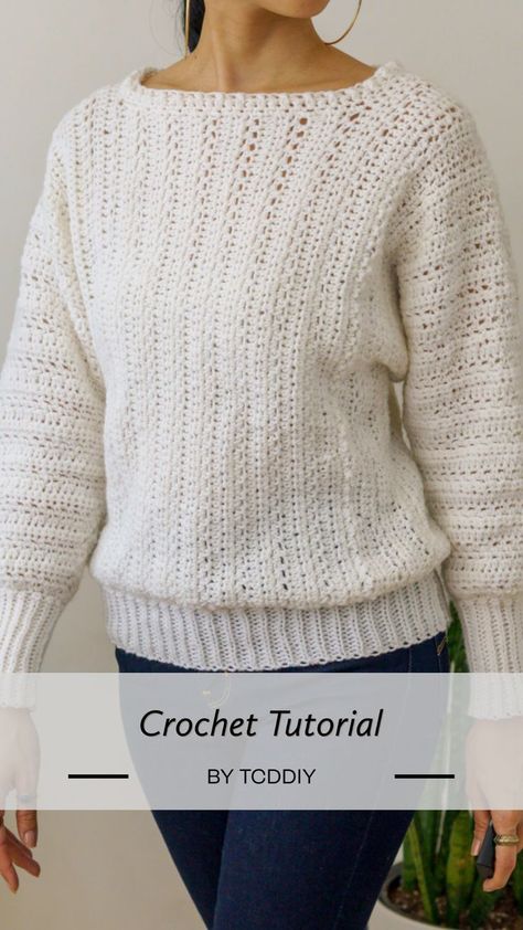 Batwing Sweater Pattern, Sweater Tutorial, Crochet Sweater Free, Crochet Top Dress, Crochet Sweater Pattern, Crochet Cardigan Pattern Free, Crochet Jumper, Crochet Sweater Pattern Free, Crochet Tops Free Patterns