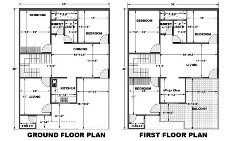 Dimension details of 30’x40’ East facing house plan is given as per vastu shastra in this Autocad drawing file. Download Autocad file now. - Cadbull East Facing Duplex House Plan Vastu, 30 40 Duplex House Plans East Facing, East Facing House Plan, Residential Plan, 2d Autocad Drawing, 10 Marla House Plan, Duplex House Plan, South Facing House, 30x40 House Plans