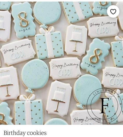 Silver Decorated Cookies, Blue Birthday Cookies, 18th Birthday Cookies Decorated, Blue Birthday Cookies Decorated, 19th Birthday Cookies Decorated, Sweet Sixteen Cookies Royal Icing, 50th Birthday Royal Icing Cookies, Birthday Sugar Cookies Woman, Birthday Cookies Decorated