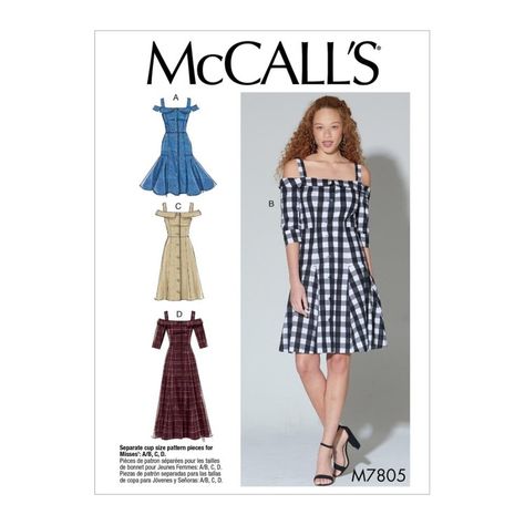 McCall's Pattern M7805 Laura Ashley Misses' Dresses Mccall Patterns, Patterned Dresses, Shoulder Strap Dress, Trendy Sewing Patterns, Clothing Projects, Trendy Sewing, Top Sewing, Beginner Sewing Projects Easy, Mccalls Sewing Patterns