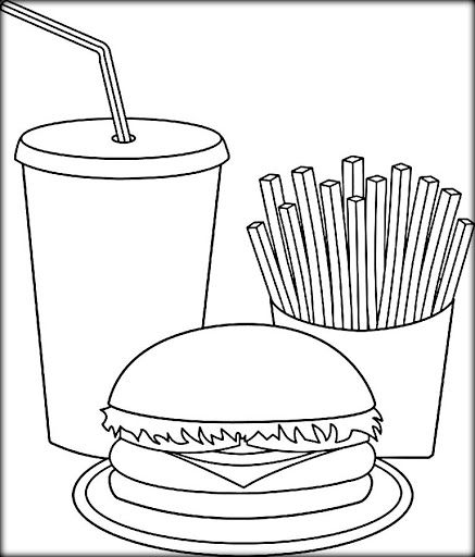 Store Decoration, Food Coloring Pages, Food Clipart, Food Cartoon, Playroom Storage, Burger And Fries, Online Coloring Pages, Cartoon Coloring Pages, Clipart Black And White