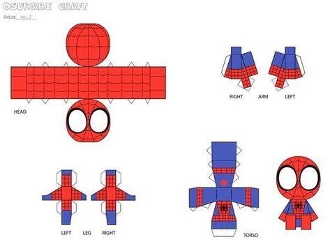 Paper Spiderman Craft, Paper Crafts Spiderman, Papercraft Spiderman, Spiderman Papercraft, Spiderman Craft, Spiderman Printables, Paper Toy Printable, Paper Model Car, Paper Doll Craft