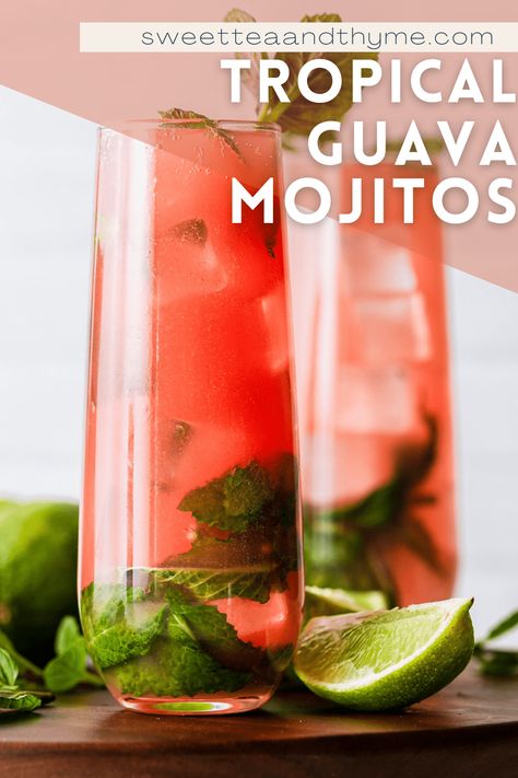 Guava Nectar Recipes, Guava Mojito Recipe, Guava Mojito, Summer Mixed Drinks, Guava Nectar, Guava Recipes, Mojito Drink, Strawberry Guava, Strawberry Vodka