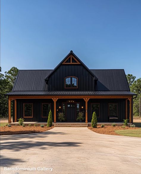 Small Metal Building Homes, Small Cabin Interiors, Metal Building House Plans, Barn House Interior, Black Barndominium, Dream Life House, Barndominium Floor Plans, Cabin Interiors, Black Home