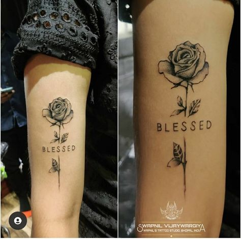 Blessed Tattoo, Blessed Tattoos, Permanent Tattoo, Rose Tattoos, Meaningful Tattoos, Amazing Grace, Rose Tattoo, Life Tattoos, Inked Girls