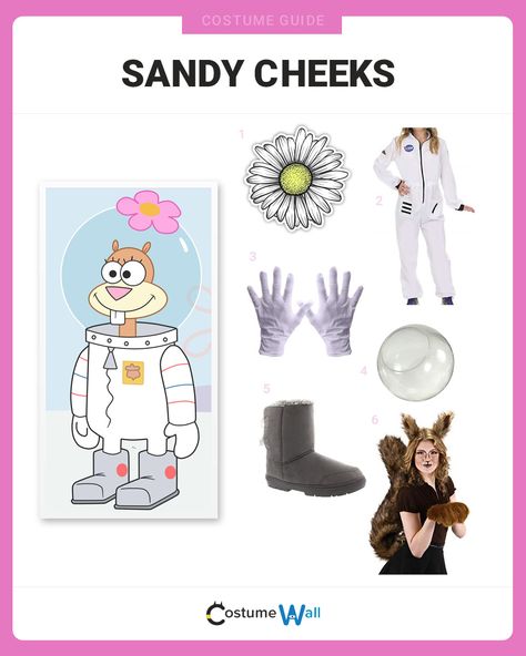 The best costume guide for dressing up like Sandy Cheeks, the Texan squirrel with a heavy Southern drawl and a deep knowledge of karate. Sandy Squirrel Halloween Costume, Sandy Cheeks Costume Diy, Sandy Costume Spongebob, Sandy Cheeks Costume, Sandy From Spongebob, Spongebob Outfit, Sandy Costume, Work Costumes, Spongebob Halloween