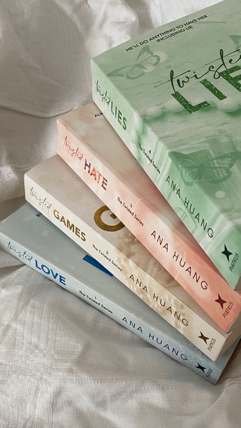 four books on a white cloth, twisted series by ana huang, aesthetic Twisted Hate, Twisted Lies, Twisted Games, Twisted Love, Reading Motivation, Twisted Series, Fantasy Books To Read, Unread Books, Recommended Books To Read