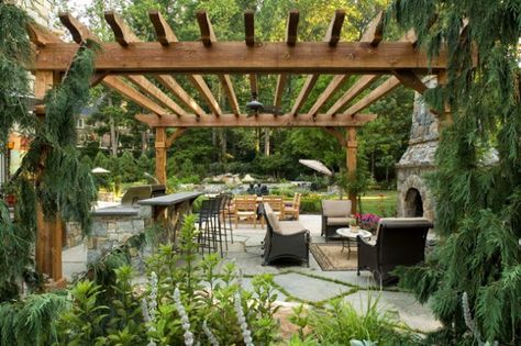 Trellis Patio, Pergola Trellis, Pergola Design Ideas, Large Backyard Landscaping, Pergola Gazebo, Rustic Patio, Building A Pergola, Flagstone Patio, Patio Pergola