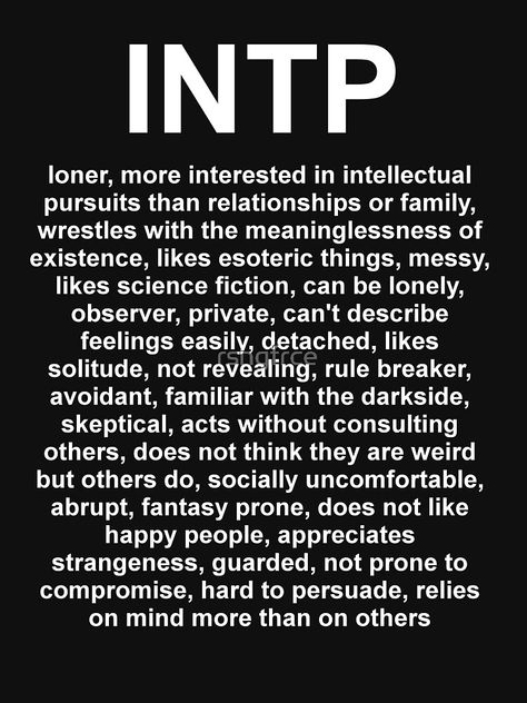 "INTP - The Architech - DESCRIPTION" T-shirt by rsngfrce | Redbubble Intp Female, Infj Psychology, Personality Chart, Intp Personality Type, Intp T, Infj Mbti, Intp Personality, Intj Intp, Intj Personality