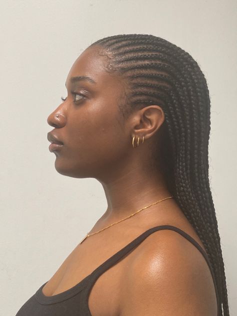 Straight Fulani Braids Hairstyles, Straight Back With Braids At The Back, Straight Back Box Braids, Medium Straight Back Cornrows, Straight Fulani Braids, Braids For Black Women Straight Back, Fulani Straight Back Braids, Cornrows Older Black Women, Straight Back Braids Hairstyles