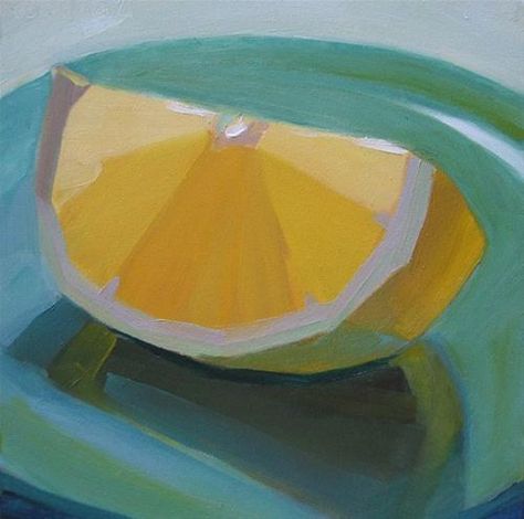 "Lemon Slice" - Original Fine Art for Sale - © Robin Rosenthal Lemon Slice Painting, Lemon Painting, The Mind's Eye, School Painting, Lemon Slice, Paintings I Love, Painting Still Life, Ap Art, Paint Print