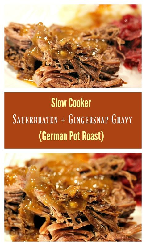 Sauerbraten Recipe Slow Cooker, German Thanksgiving, Work Salads, German Pot Roast, German Sauerbraten Recipe, Sauerbraten Recipe, Traditional German Food, Polish Foods, German Dishes