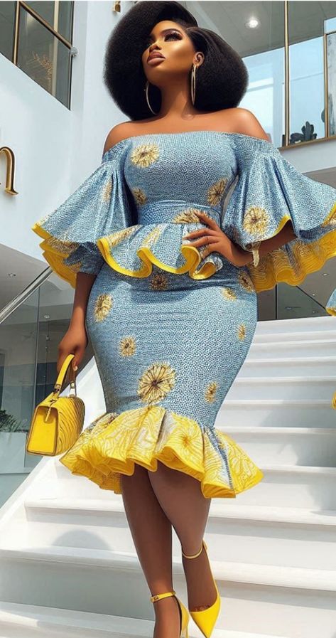 Credit: Folah Signature Folah Signature, Classy Short Dresses, Fancy Short Dresses, Afrocentric Fashion, Traditional African Clothing, African Print Tops, Ankara Dress Styles, African Prom Dresses, African Print Dress Ankara