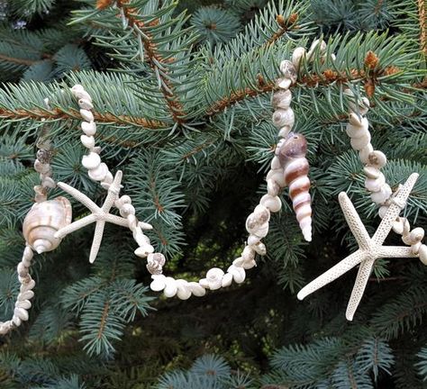 Nautical Christmas Decor, Beach Christmas Decor, Seashell Garland, Shell Garland, Beach Christmas Decorations, Beach Christmas Ornaments, Coastal Christmas Tree, Seashell Wreath, Coastal Christmas Decor