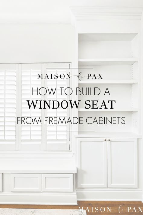 How To Build Window Seat, Diy Built In Window Seat And Shelves, Built In Shelves With Window Seat, Built Ins Next To Window, Asymmetrical Built Ins Around Window, Billy Bookcase Window Seat, How To Build A Window Seat, Diy Window Seat With Bookshelves, Diy Built Ins Around Window