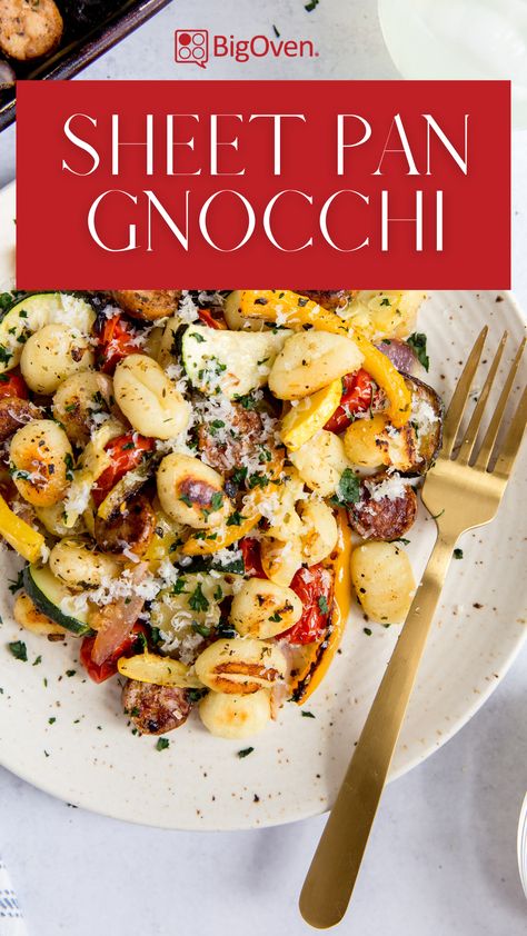 Gnocchi With Chicken Sausage, Crispy Gnocchi, Sheet Pan Gnocchi, Roasted Summer Vegetables, Chicken Sausage Recipes, Sweet Savory Recipes, Baked Gnocchi, Sheet Pan Dinners Chicken, Seasoned Veggies