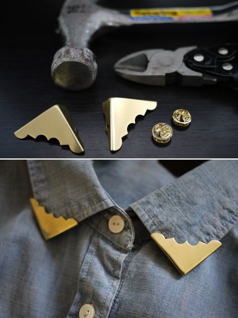 DIY: collar tips Warobe Ideas, Diy Collar, Collar Tips, Collar Clips, Collar Pins, Soft Spot, Castiel, Look Vintage, Diy Style