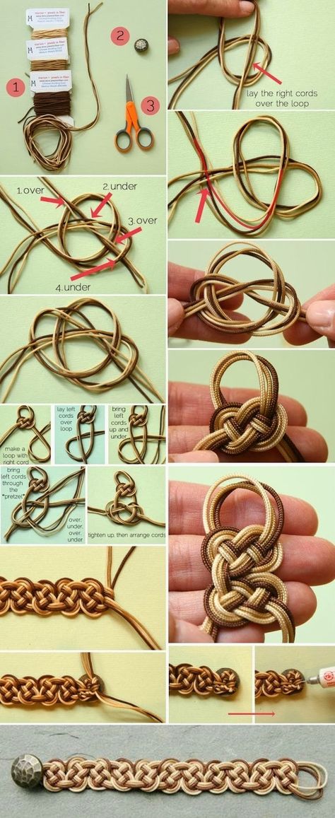 Lovely ombre celtic knot bracelet tutorial. Pinning this for @Gale L. because I know she loves Celtic knots. Celtic Knot Bracelet, Hantverk Diy, Nautical Diy, Diy Ombre, Diy Bracelets Tutorials, Bracelet Knots, Pretty Designs, Knot Bracelet, Pretty Bracelets