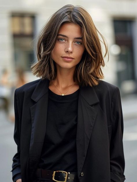 Women’s Hair Styles 2024 Medium, Short Haircut Style Women, Short Medium Hairstyle Women Layers, Medium Short Haircut With Layers, Woman Haircut Short Medium, Short Hairstyle Women Straight Fine Hair, Mid Length Medium Brown Hair, Angled Shoulder Length Hair, Straight Hair Shoulder Length Haircuts