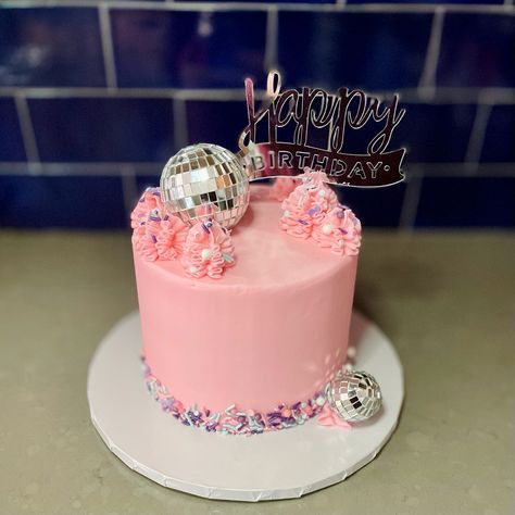 Glitter Disco Party, Disco Cowgirl Birthday Party Cake, Disco Cowgirl Cake Ideas, Pink Disco Party Cake, Pink Disco Birthday Cake, Disco Cowgirl Birthday Cake, Pink Disco Ball Cake, 40th Disco Birthday Cake, Disco Ball Birthday Cake