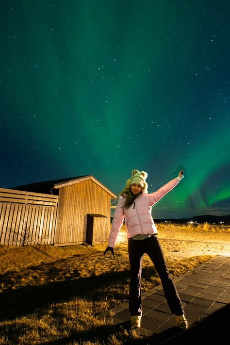 Northern Lights Picture Ideas, Iceland Instagram Pictures, Northern Lights Honeymoon, Northern Lights Trip, Iceland Aesthetic, Northern Lights Vacation, Iceland Northern Lights, Winter Northern Lights, Iceland Travel Photography