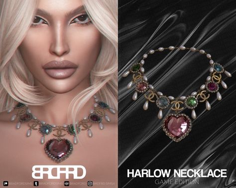 HARLOW NECKLACE - GAME EDITION | Patreon Sims 4 Jewelry Cc Set, Sims 4 Cc Layered Necklace, Sims 4 Collar Cc, Sims 4 Cc Jewellery, S4cc Jewelry, Sims 4 Cc Accessories Necklaces, Sims Jewelry Cc, The Sims 4 Accessories Cc, Necklace Sims 4 Cc