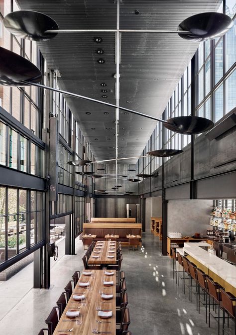 Big glass box brings light into Olson Kundig's Comedor restaurant in Austin Brick Planter, Olson Kundig, Modern Mexican, Small Fountains, Hickory Wood, Glass Brick, Architectural Services, Downtown Austin, Huge Windows