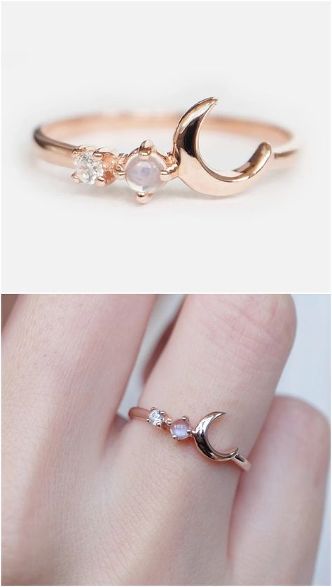 moonstone moon ring, full moon ring, crescent moon ring, moon ring, moonstone ring, stacking rings, gold moonstone ring, celestial gemstone Moon Gold Ring, Full Moon Ring, Stacking Rings Gold, Gold Moonstone Ring, Ring Moon, Ring Boy, Crescent Moon Ring, Gothic Ring, Moon And Star Ring