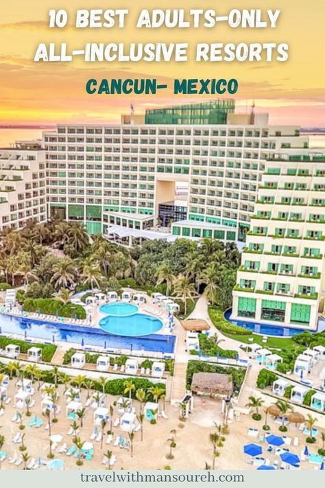 Are you looking for a romantic holiday in Cancun and want to ditch the kids? Here is the list of the best adult-only all-inclusive luxury resorts in Cancun. #adultsonly #luxuryhotel #Cancun Cancun All Inclusive Resorts Adults, Best Cancun Resorts, Cancun All Inclusive Resorts, Cancun Mexico Resorts, Temptation Cancun Resort, Best Honeymoon Resorts, Resorts In Mexico, Cancun All Inclusive, Romantic Resorts