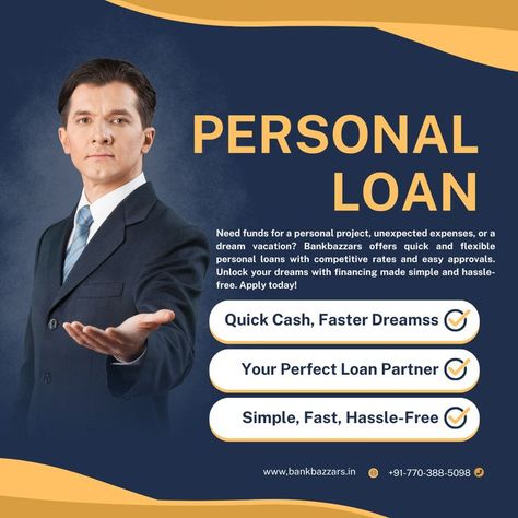 "Looking for a quick and reliable personal loan? At Bankbazzars, we offer flexible loan options with easy approvals, tailored to your needs. Apply now and take the next step towards your financial goals!" Loan Approved, Business Loan, Personal Loan, Quick Cash, Business Loans, Personal Loans, The Next Step, Next Step, Financial Goals