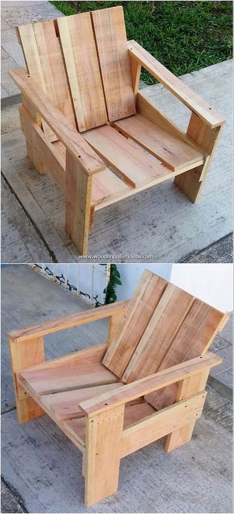 Pallet Chair, Pallet Patio Furniture, Recycling Ideas, Pallet Patio, Wood Patio Furniture, Wooden Chairs, Chair Furniture, Garden Chair, Wood Patio