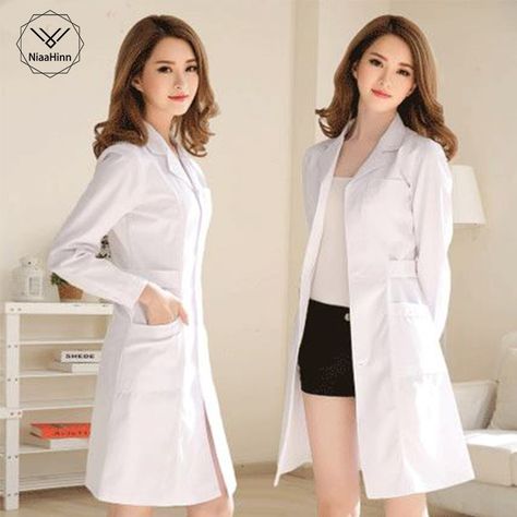 Lab Coat Fashion, Doctor White Coat, Doctor Uniform, Áo Blu, Doctor Coat, Scrubs Nursing Uniforms, White Lab Coat, Spa Uniform, Doctor Dress