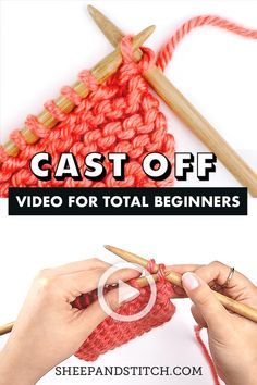 Learn how to cast off knitting in this detailed post. Watch a step-by-step video tutorial or learn through a photo tutorial. You'll cast off in no time! Fun fact: casting off is also called bind off! #sheepandstitch #knitting #castoff #knit Cast Off Knitting, Come Intrecciare, Casting Off Knitting, Tutorial Knitting, Knitting Terms, Knitting Basics, Beginner Knitting Patterns, Beginner Knitting Projects, Learn How To Knit