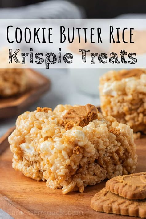 Biscoff Cookie Butter Recipes, Book Treats, Biscoff Cookie Recipe, Bar Desserts, Biscoff Cookie Butter, Krispie Treats Recipe, Bakery Items, Crispy Cookies, Butter Recipes