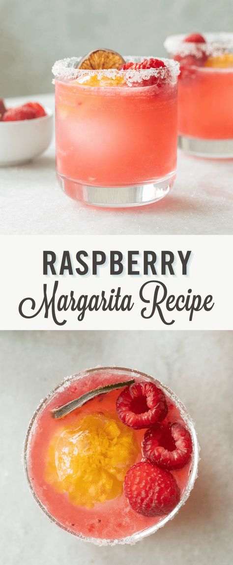 Easy Raspberry Margarita Recipe on The Rocks - Sugar and Charm Margarita Recipes With Triple Sec, Yummy Margarita Recipes, Cute Tequila Cocktails, Fancy Summer Drinks, Margarita Garnish Ideas, 21 Birthday Drinks, Easy Margarita Recipes On The Rocks, Vodka Margarita Recipes, Organic Margarita Recipe