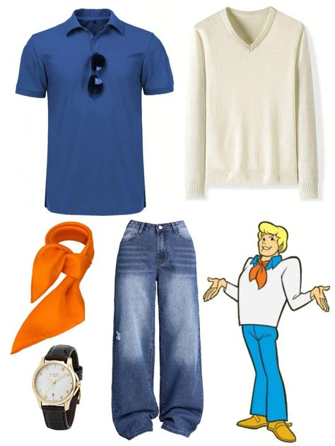 Fred Outfits Scooby Doo, Fred Costume From Scooby Doo, Fred Scooby Doo Costume, Fred Costume, Fred Scooby Doo, Scooby Doo Halloween Costumes, Scooby Doo Costumes, Mystery Gang, Scooby Doo Halloween