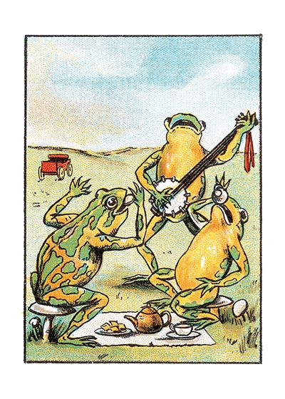 Let Us Contemplate the Sadness of a Banjo-Playing Frog | VoVatia Frog With Banjo, Maynard Dixon, Blue Lantern, Frog Art, Friend Friendship, Frog And Toad, Refrigerator Magnet, Vintage Postcard, Banjo