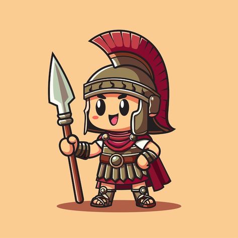 Cute and Adorable Roman Soldier Editable Cartoon Vector Centurion Cartoon, Soldier Cartoon, Roman Soldiers Art, Roman Soilder Art, Roman Soldier Illustration, Ancient Roman Soldier, Roman Centurion, Roman Soldier, Adorable Cartoon