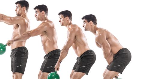 The 5-Week, Whole Body Single Kettlebell Workout | Muscle & Fitness Kettlebell Workout Men, Kettle Bell Workout Men, Men Physique, Kettlebell Challenge, Workout Men, Running A Marathon, Conditioning Workouts, Workout Muscle, 30 Day Fitness