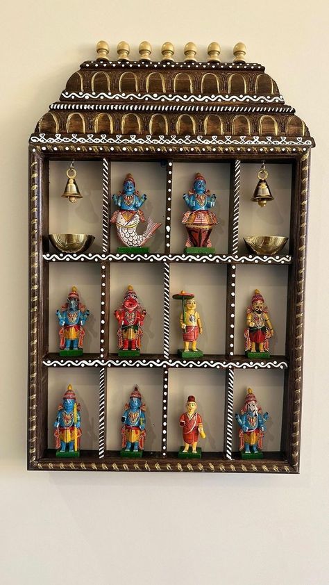 Dasavatharam Painting, Wall Decor Indian, Indian Wall Decor, Indian Room, Indian Room Decor, Paintings For Living Room, Colourful Living Room Decor, India Home Decor, Temple Design For Home