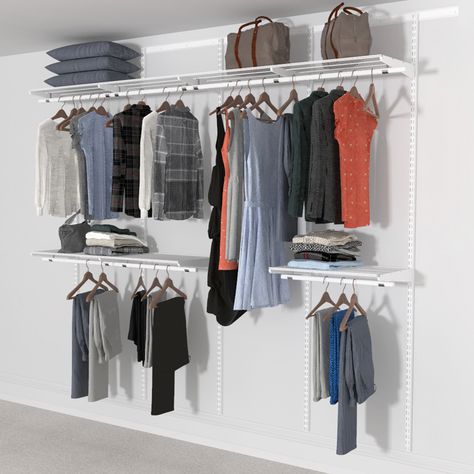 Wardrobe Rails Closet Ideas, Small Closet Room Ideas, Diy Open Wardrobe, Open Wardrobe Ideas, Eloise Bedroom, Wallpaper Wardrobe, Aesthetic Home Design, Clothes Storage Systems, Wardrobe Shelving