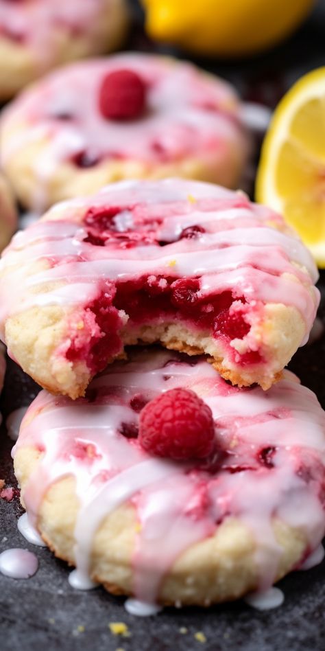 Lemon Raspberry Cookies - Chasety Lemon Raspberry Cookies, Raspberry Cookies, Raspberry Recipes, Cookie Calories, Desserts Easy, Lemon Raspberry, Healthy Summer, Cookie Desserts, Summer Desserts