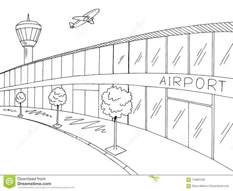 Airport Drawing, Aviation Doodles, Plane Window Drawing, Airport Sketch, Airplane Drawing Sketches, Airport Sketch Drawings, Plane Window View Drawing, Comic Drawing, Paper Airplanes