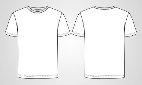 Short sleeve Basic T shirt overall technical fashion flat sketch vector illustration template front and back views. Apparel clothing mock up for men's and boys. Blank T Shirt Template Front And Back, Plain White Tshirt Front And Back, T Shirt Template Front And Back, Plain Tshirt Front And Back, Tshirt Template Front And Back, White Tshirt Front And Back, Plain White Shirt Front And Back, Tshirt Technical Drawing, Tshirt Front And Back Mockup