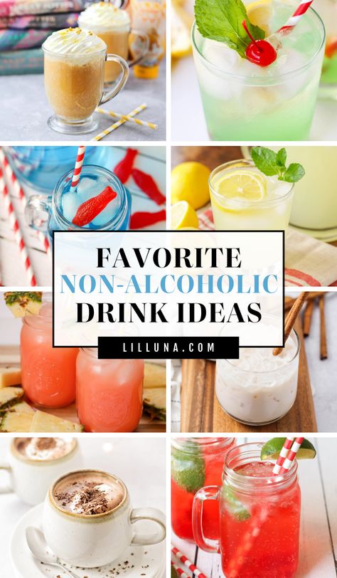 Include every party guest in the fun and festivity by whipping up any of these tempting non-alcoholic drink ideas! #nonalcoholic #drinks #drinkrecipes #partydrinks #holidaydrinks Easy Party Drinks Non Alcoholic, Fun Non Alcoholic Drinks Easy, Club Soda Drinks Non Alcoholic, Non Alcoholic Drinks With Club Soda, Fun Drink Recipes Non Alcoholic, Drinks For Party Nonalcoholic, Fun Non Alcoholic Drinks, Virgin Party Drinks, Drink Ideas Nonalcoholic