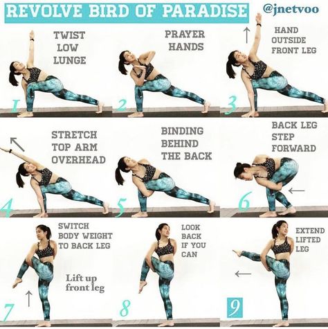 Bird Of Paradise Yoga, Yoga Restorative, Asana Yoga Poses, Twist Yoga, Yoga Goals, Standing Yoga, Asana Yoga, Yoga Flows, Yoga Nature