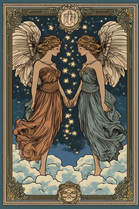 Dive into the ethereal beauty of this artwork showcasing the Gemini twins in a celestial embrace. With their wings shimmering and stars all around, this piece captures the harmony and duality of the zodiac sign. Perfect for lovers of astrology and mystical art. 🌟💫 #GeminiTwins #ZodiacArt #CelestialBeauty #MysticVibes... Lily Images, Gemini Twins, Indesign Layout, Gemini Art, Gemini Sign, Astrology Art, Celestial Art, Marriage Relationship, Mystical Art