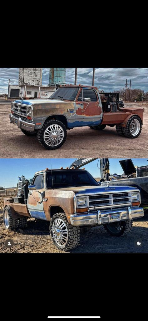 Slammed Dually Trucks, First Gen Cummins Flatbed, Dodge Square Body Trucks, Welding Trucks Rigs, Paint Jobs On Cars, Custom Truck Flatbeds, First Gen Cummins, Welder Humor, Dodge Dually