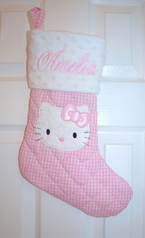 Hello Kitty Christmas Stocking por sewsosweetboutique en Etsy, $24,00 Snow Coquette, Stocking Diy, Pink Wonderland, Cat Stockings, Cute Items, Charmmy Kitty, Kitty Christmas, Pink Xmas, Christmas Barbie